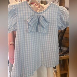 TBBC Blue Gingham Bow Puff-Sleeve Top for Kids 4t